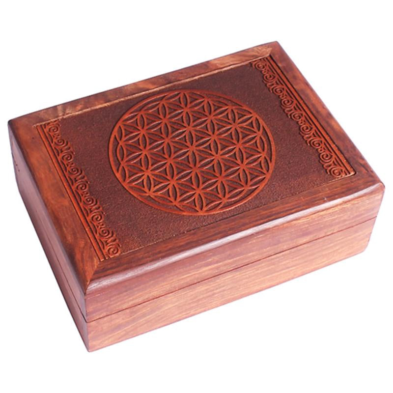 Tarotdoos bloem des levens gegraveerd