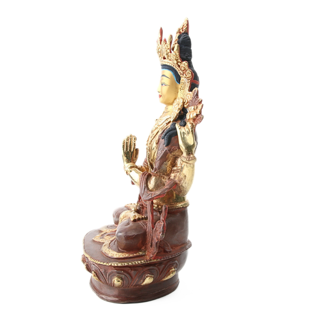 Chenrezig Messing met Gold Plated Gezicht