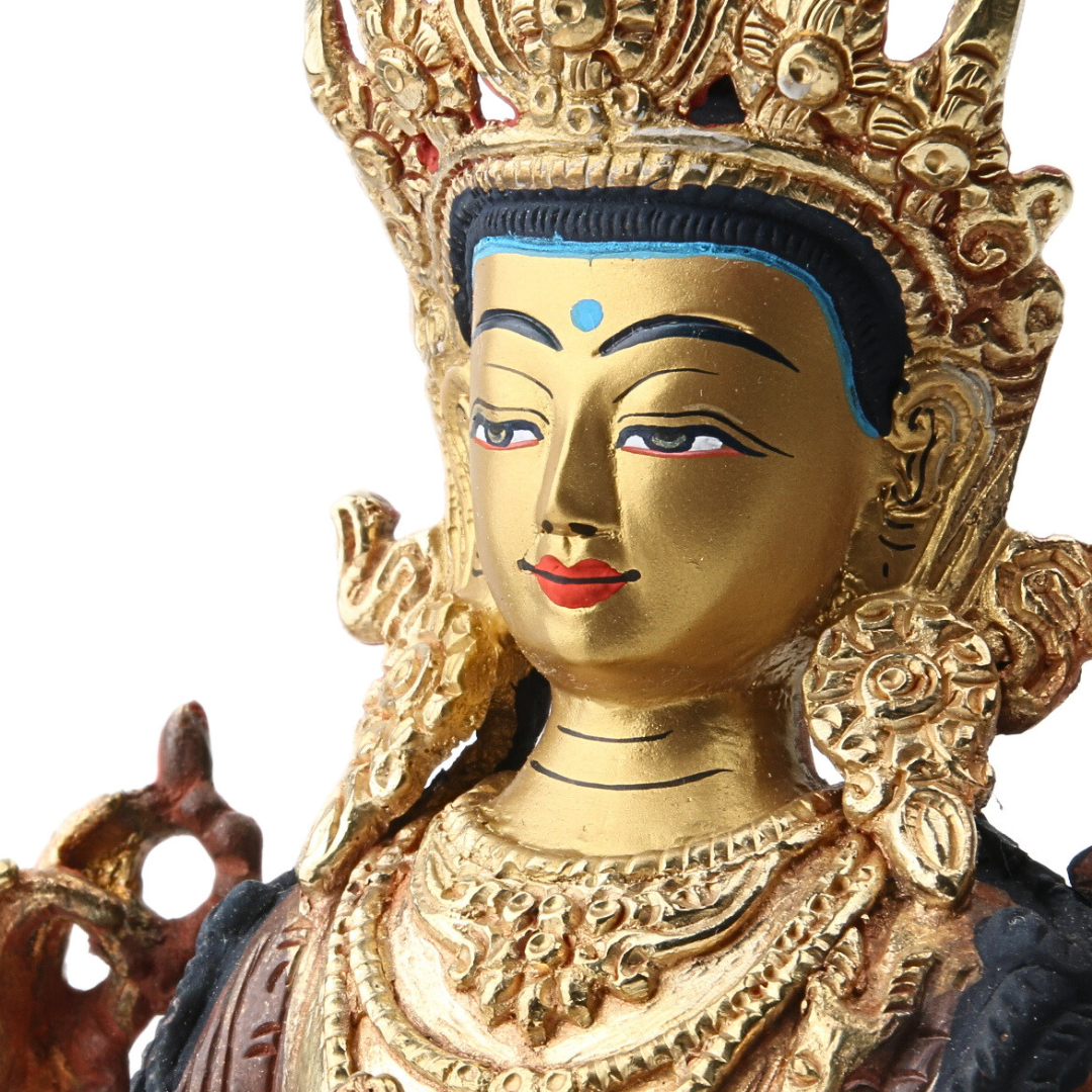 Chenrezig Messing met Gold Plated Gezicht