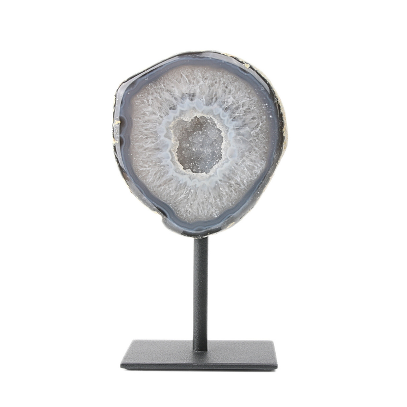 Agaat Geode op metalen standaard - 3
