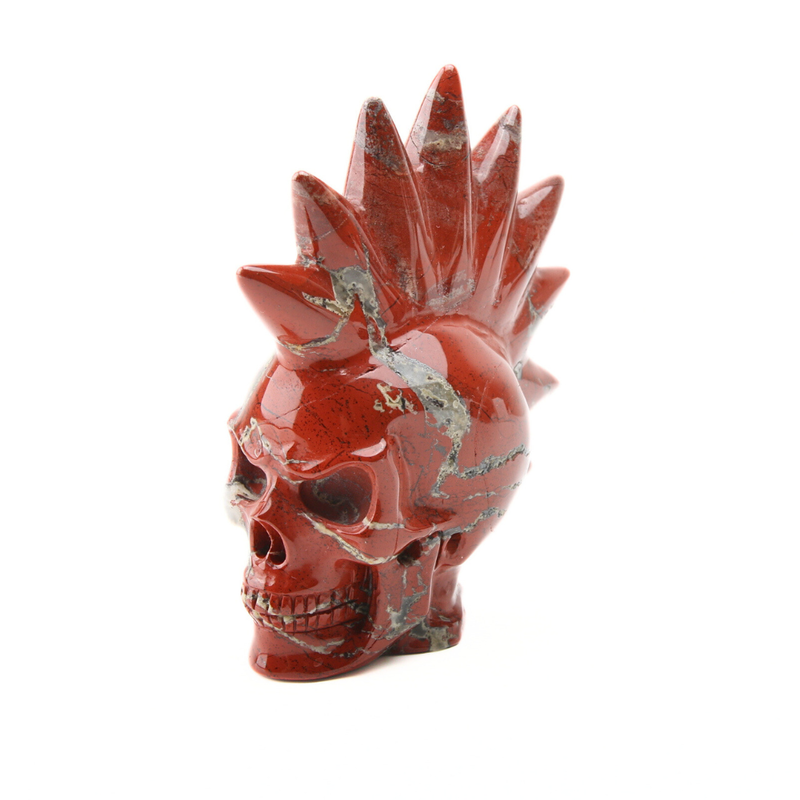 Jaspis Rood Skull met Hanenkam - 1