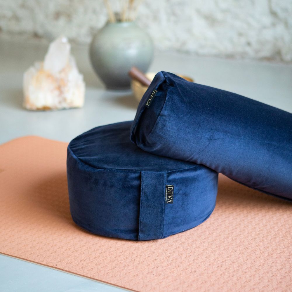 Deva Yoga - Bolster velvet katoen - Dark Blue