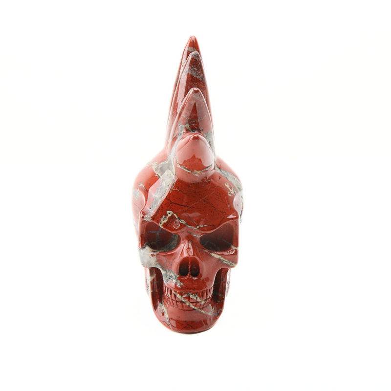 Jaspis Rood Skull met Hanenkam - 1