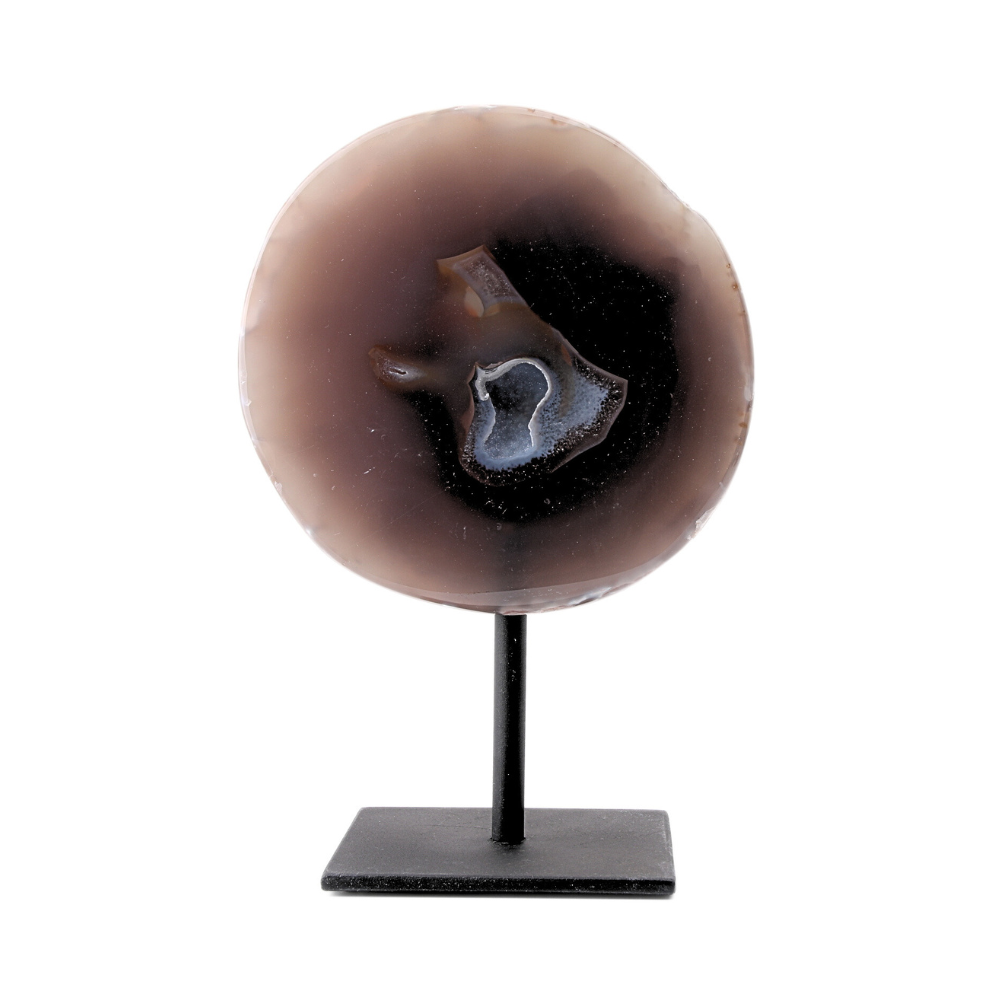 Agaat Geode op metalen standaard - 4