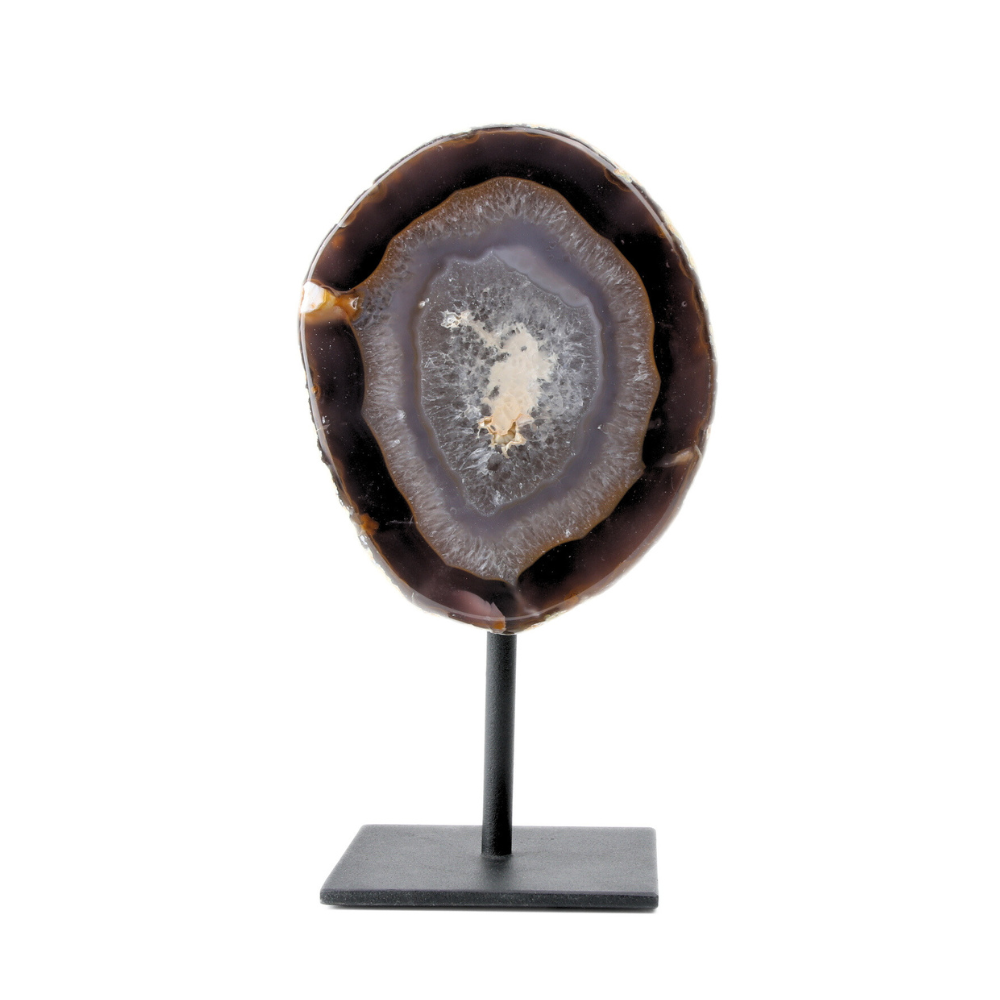 Agaat Geode op metalen standaard - 5
