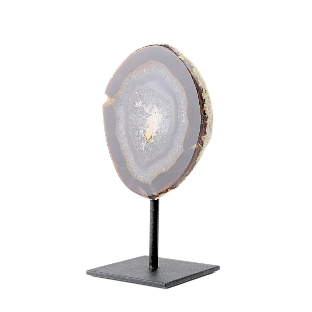 Agaat Geode op metalen standaard - 5