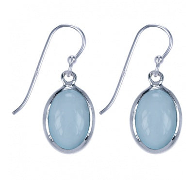 Zilveren oorbellen Aqua Chalcedoon