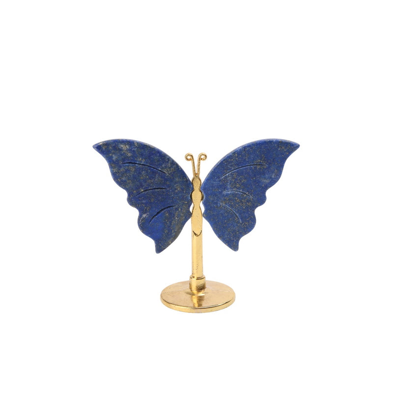 Vlinder Lapis Lazuli op standaard - goud