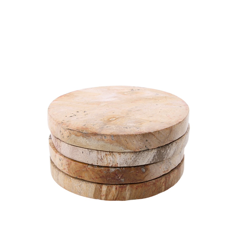 Versteend hout onderzetters, set van 4