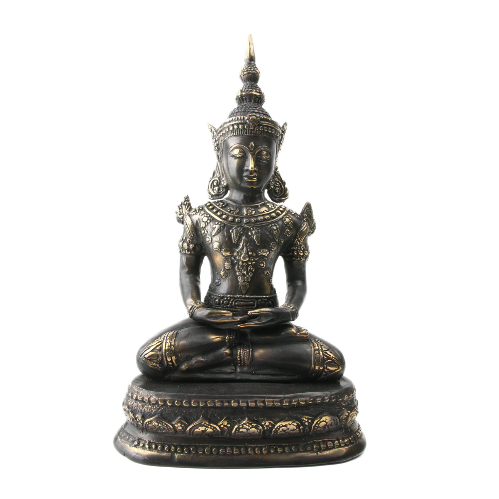 Boeddha met Kroon op Lotus Dhyana Mudra Messing