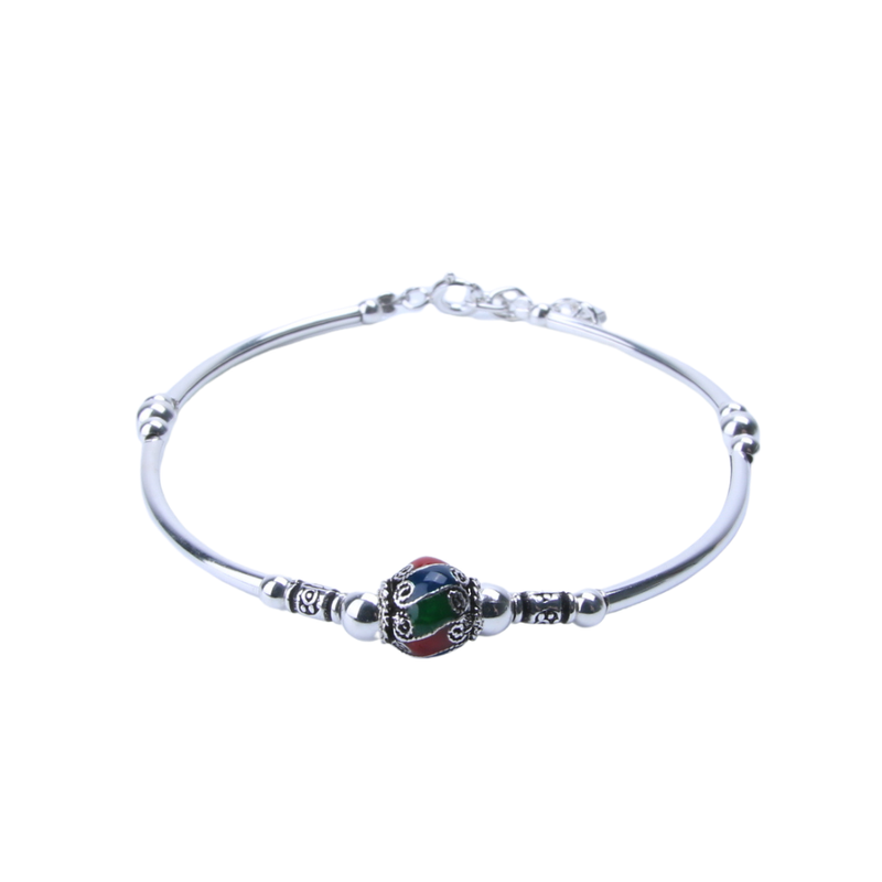 Zilveren armband Emaille bedel - 1