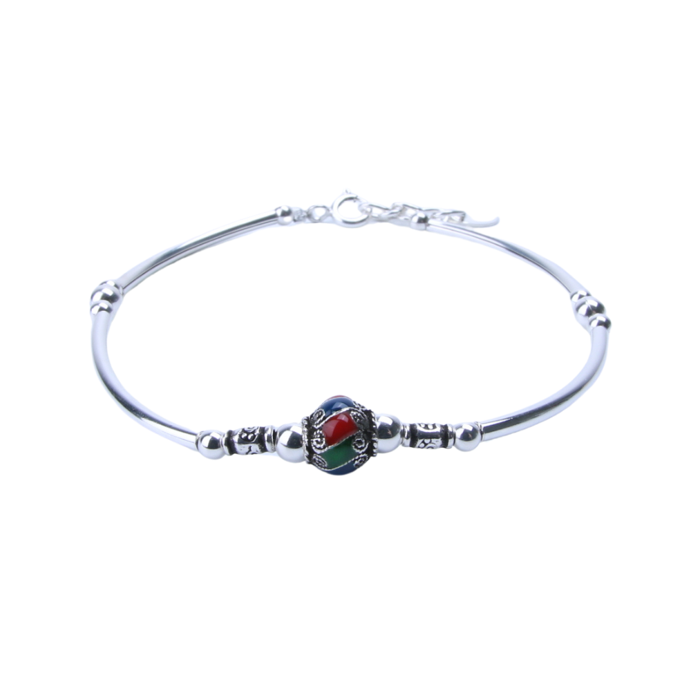 Zilveren armband Emaille bedel - 2