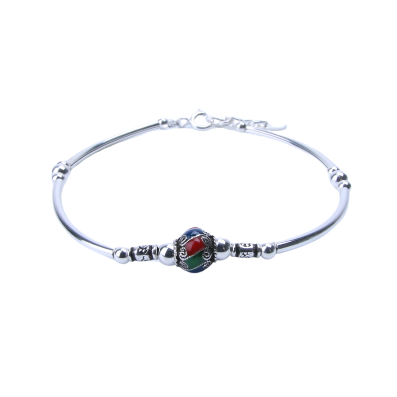 Zilveren armband Emaille bedel - 2