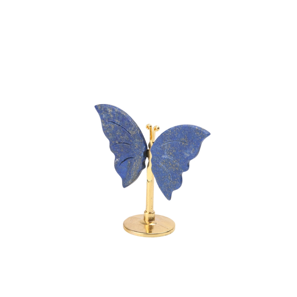 Vlinder Lapis Lazuli op standaard - goud