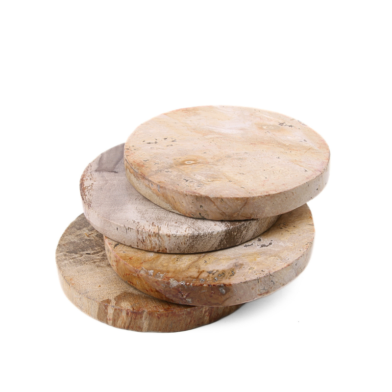 Versteend hout onderzetters, set van 4