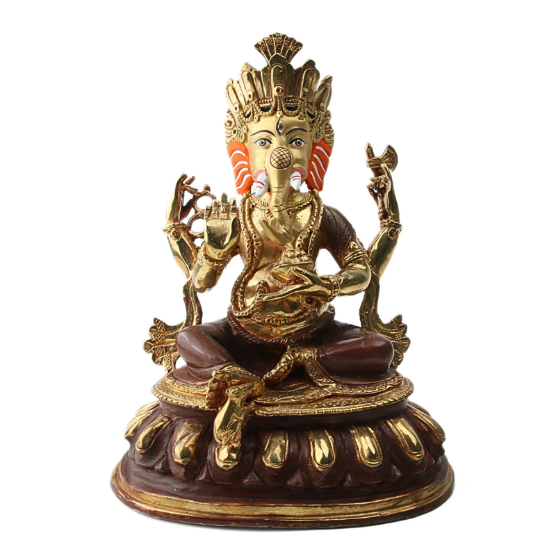 Ganesha Messing met Gold Plated Gezicht