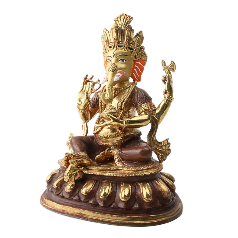 Ganesha Messing met Gold Plated Gezicht