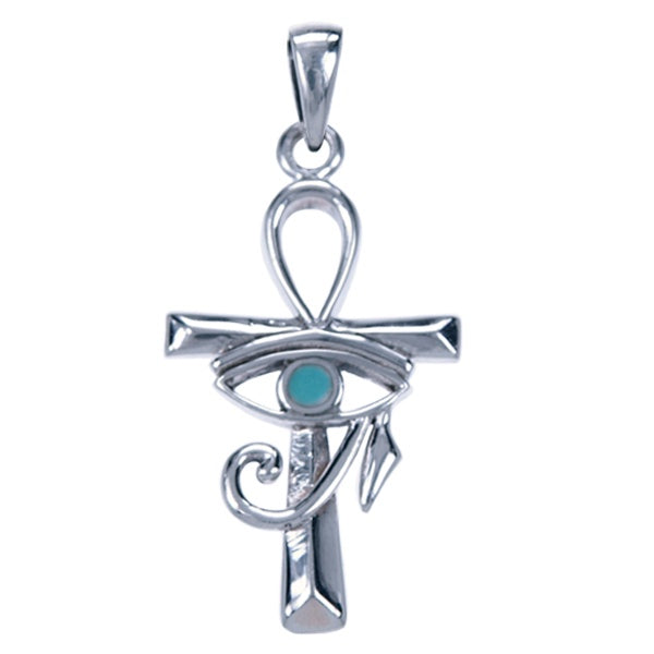 Symbool Hanger Ankh met Oog van Horus met Turkoois