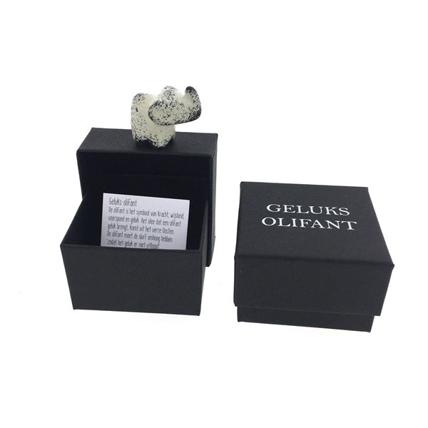 Speksteen geluks-olifant in doosje