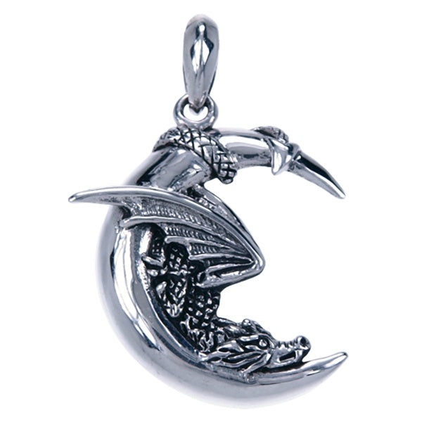 Zilveren Hanger Draak in maan
