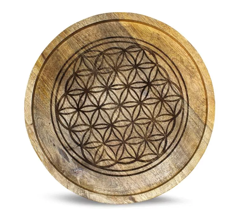 Mango Wood Crystal Grid lade F o L Reverse Gravure 30 cm