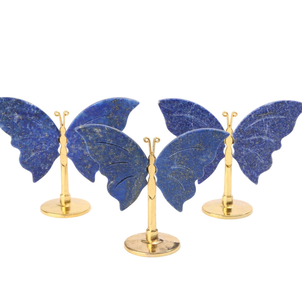 Vlinder Lapis Lazuli op standaard - goud