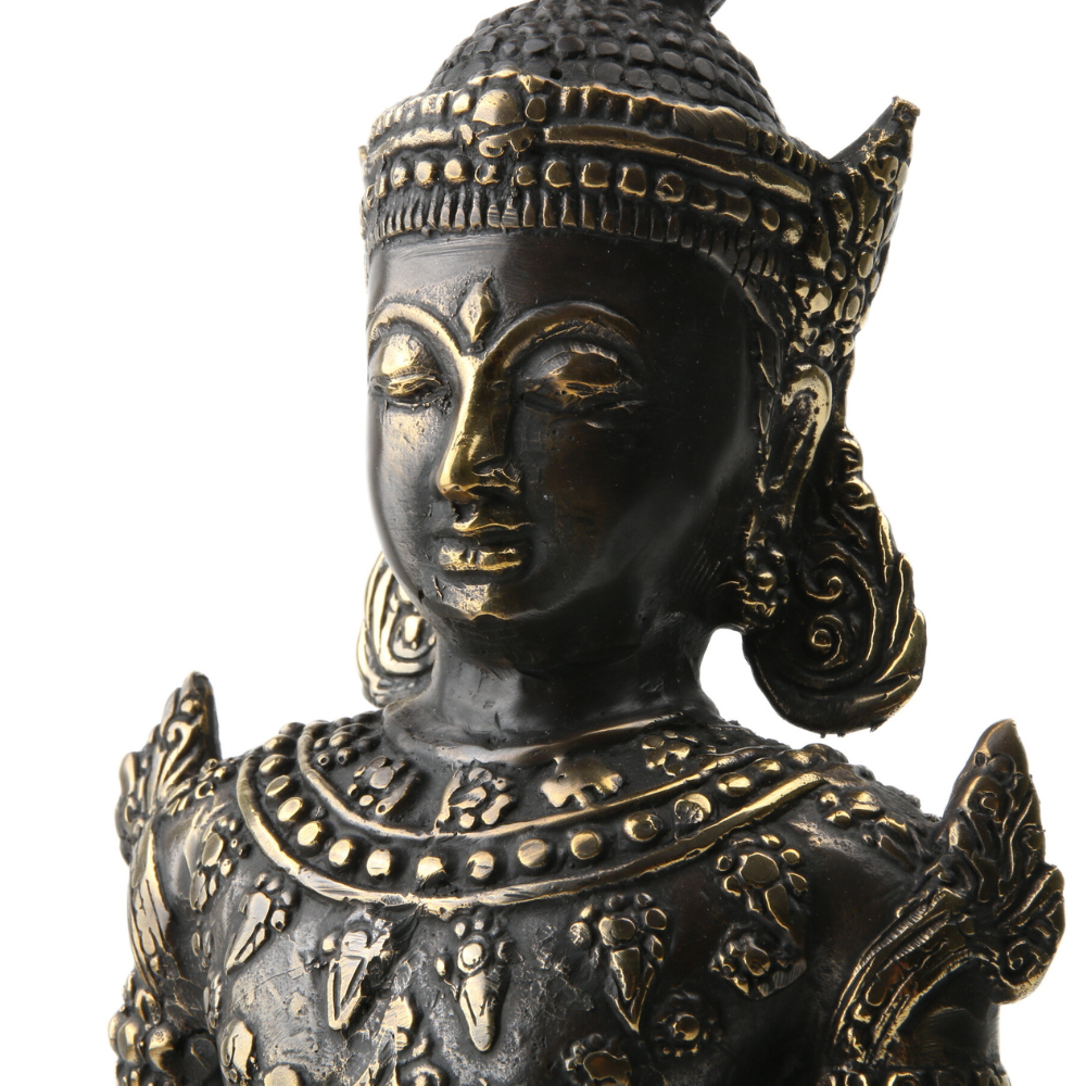 Boeddha met Kroon op Lotus Dhyana Mudra Messing