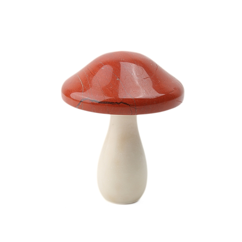 Jaspis Rood met Jade Ivory Paddenstoel - 3
