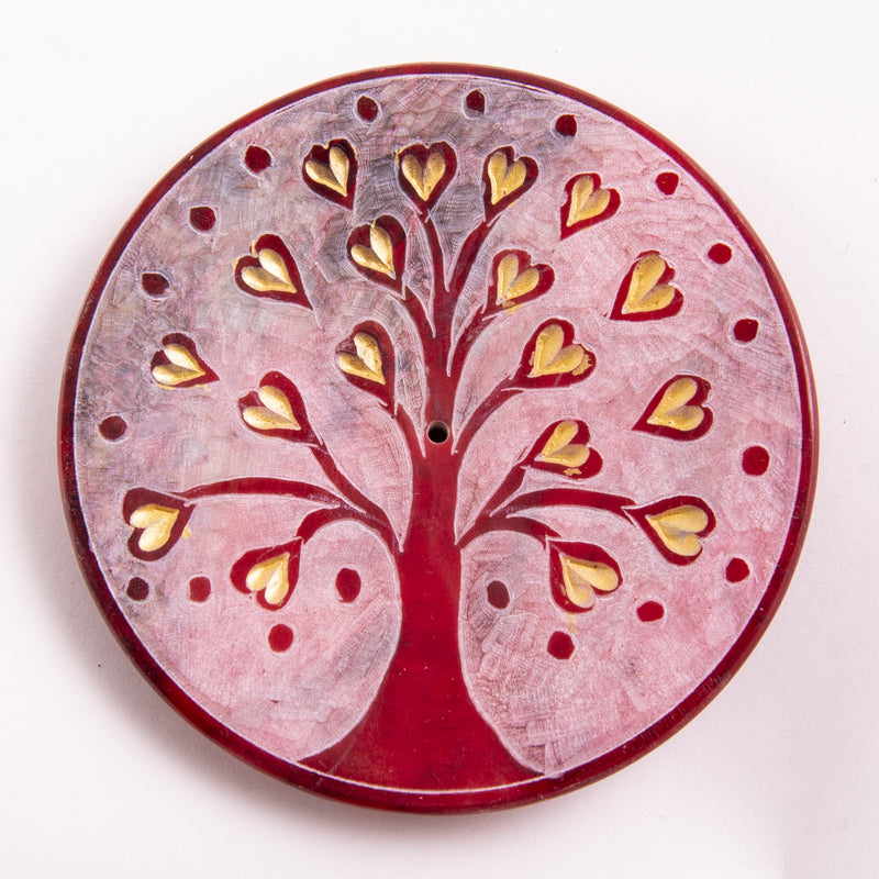 Wierookhouder Tree of life heart red