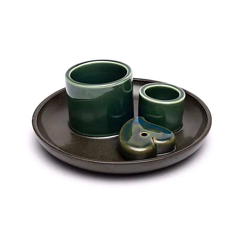 Keramische palo santo, smudge en wierook brander hart petrol/bruin