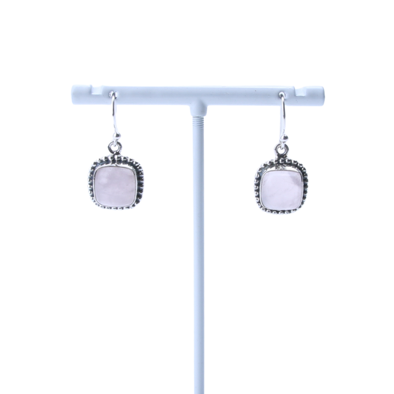 Zilveren oorbellen Rozenkwarts - 15