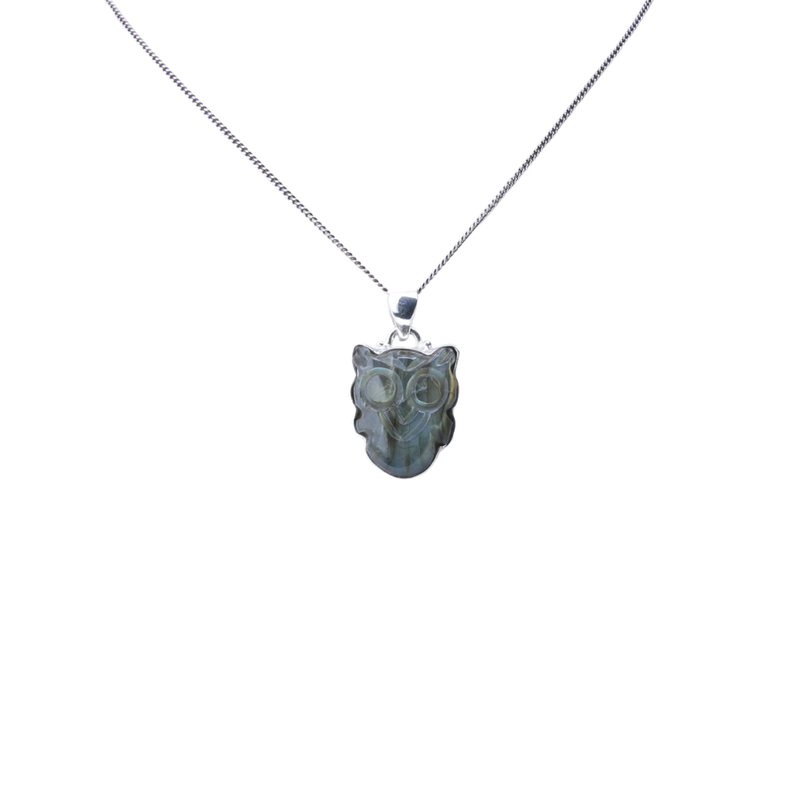 Zilveren hanger Labradoriet Uil  - 1