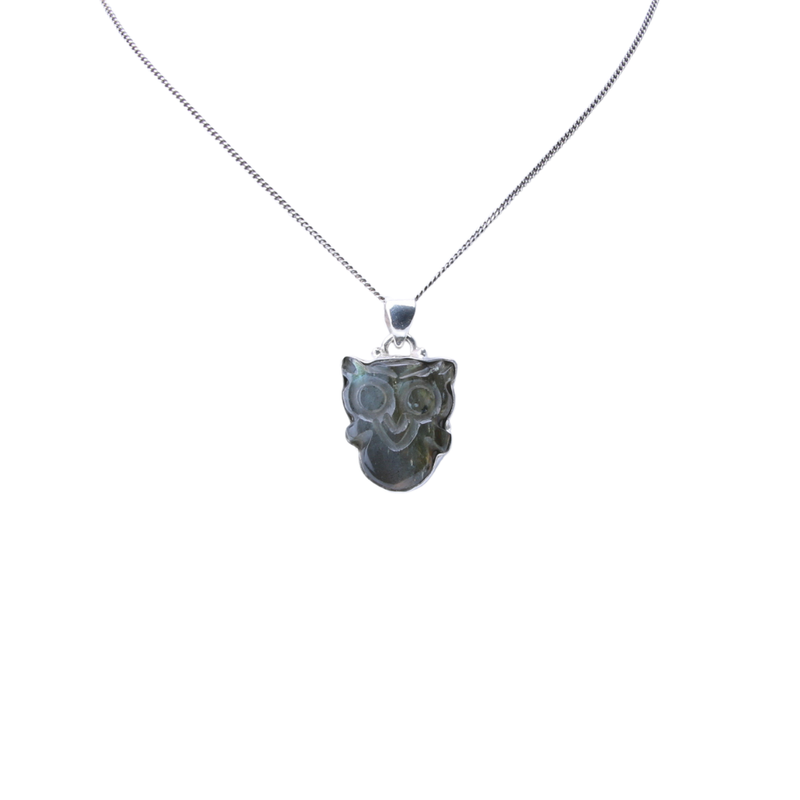 Zilveren hanger Labradoriet Uil - 2