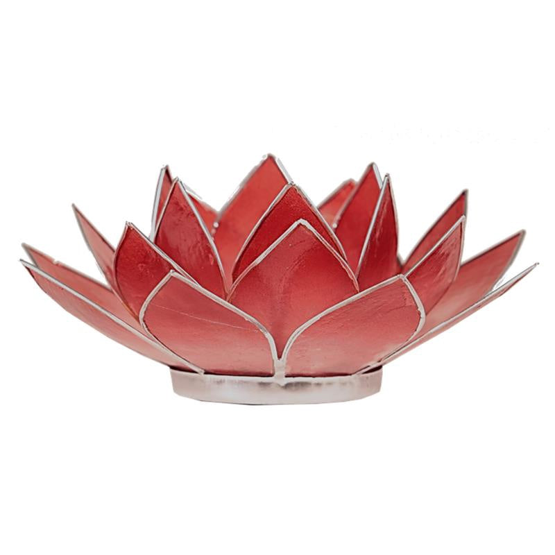 Lotus sfeerlicht roze/rood zilverrand *