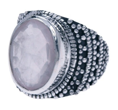 Zilveren ring Rozenkwarts 9