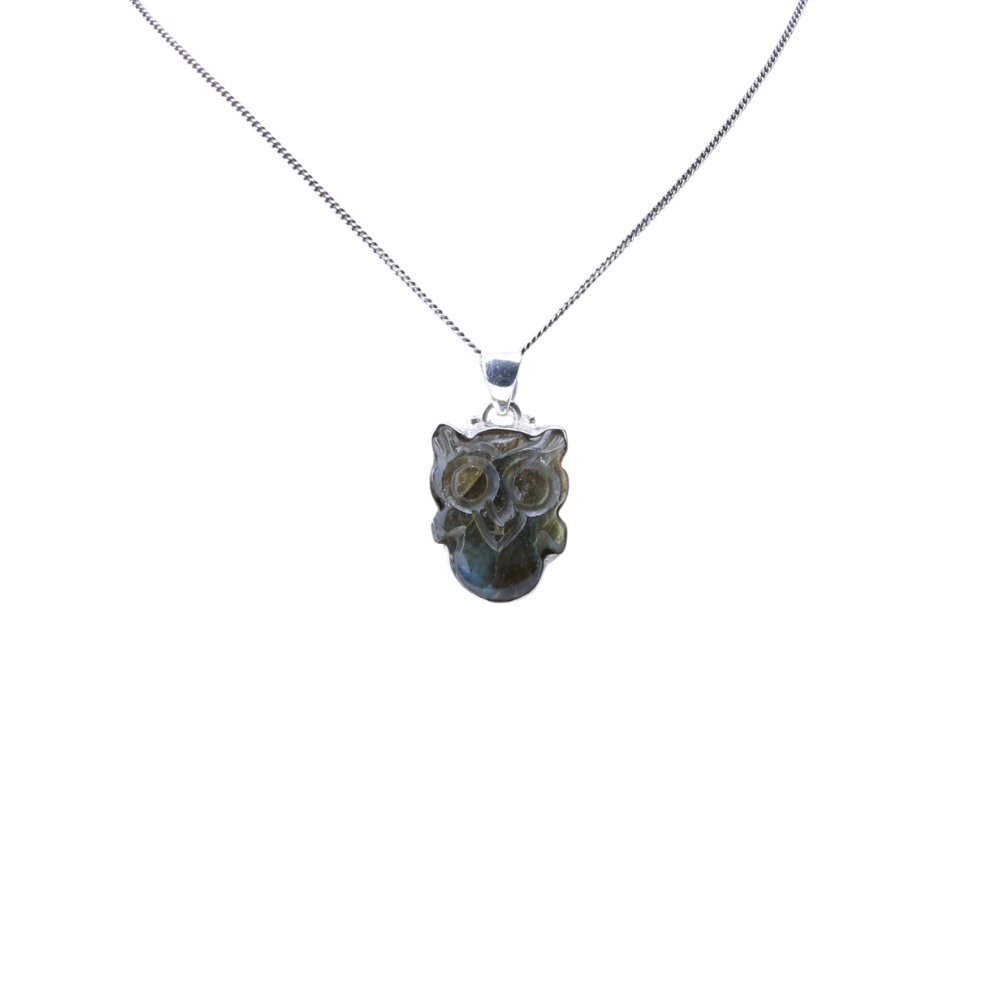 Zilveren hanger Labradoriet Uil - 3