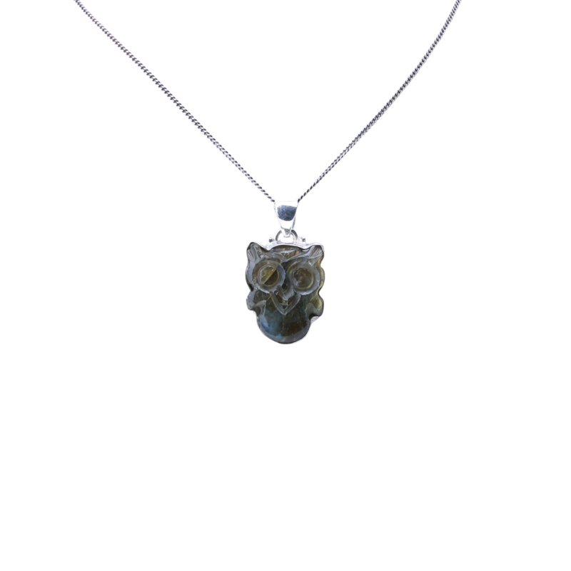 Zilveren hanger Labradoriet Uil - 3