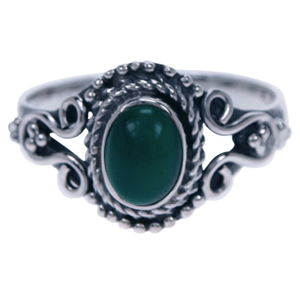 Zilveren ring Groene onyx
