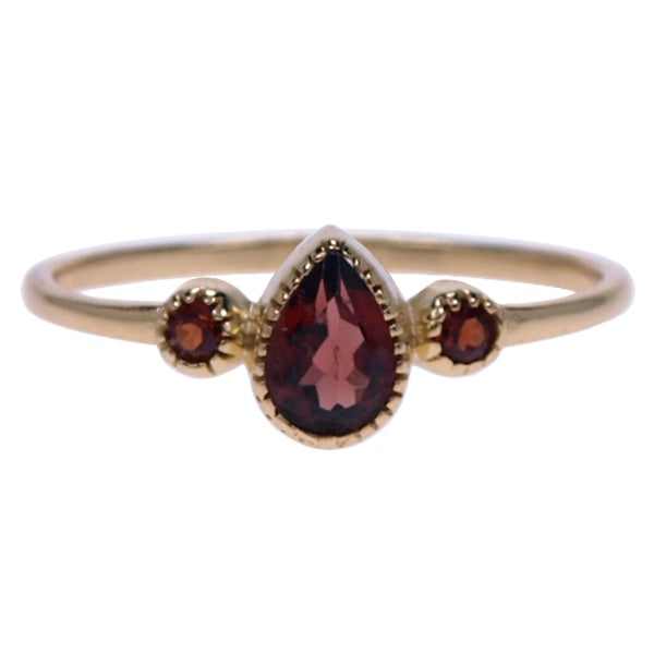 Zilver ring Granaat Gold Plated