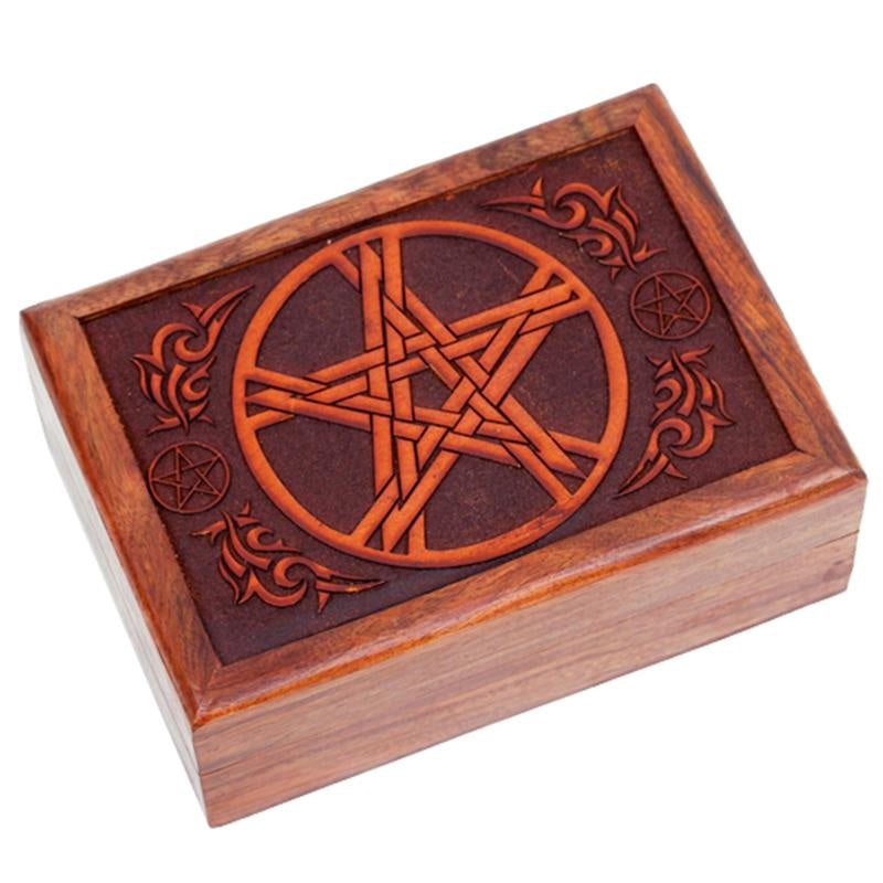 Tarotdoos pentagram gegraveerd