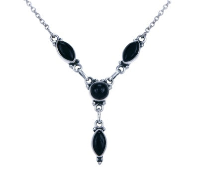 Zilveren collier choker Onyx