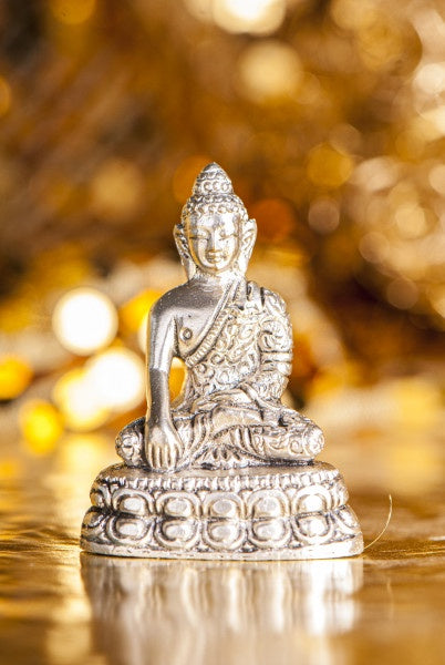 Shakyamuni Buddha, silver plated Messing