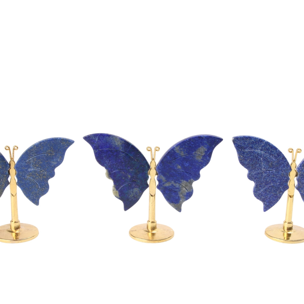 Vlinder Lapis Lazuli op standaard - goud