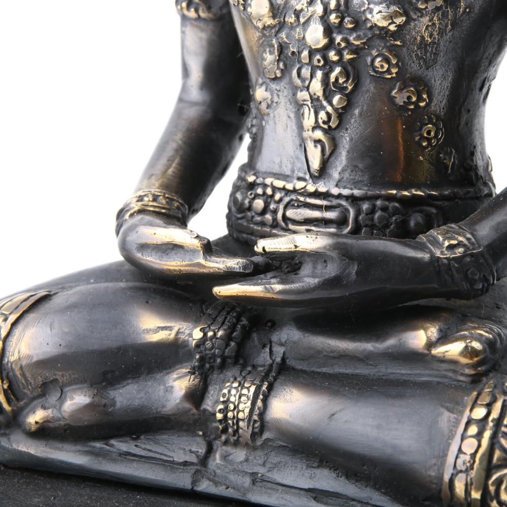 Boeddha met Kroon op Lotus Dhyana Mudra Messing