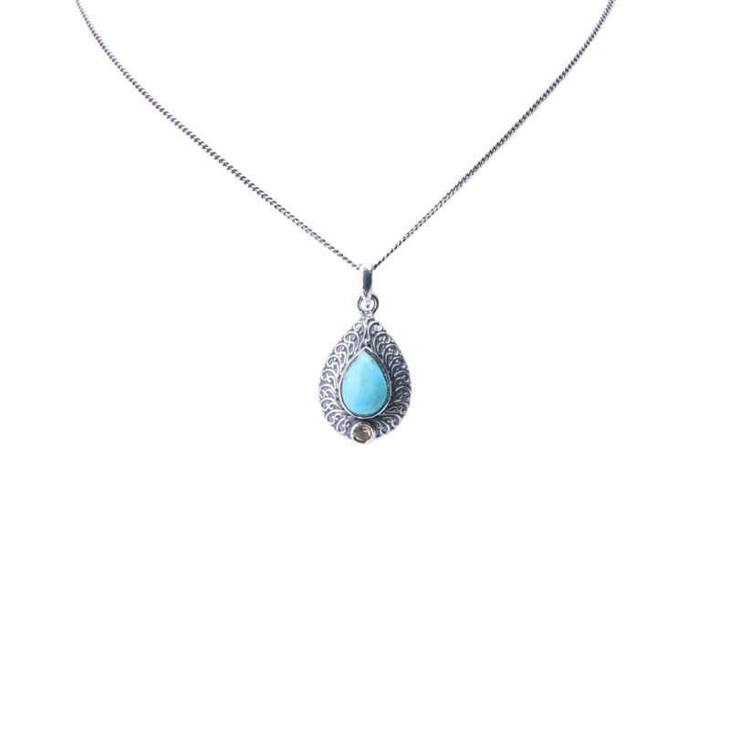 Zilveren hanger Turkoois met Citrien - 1