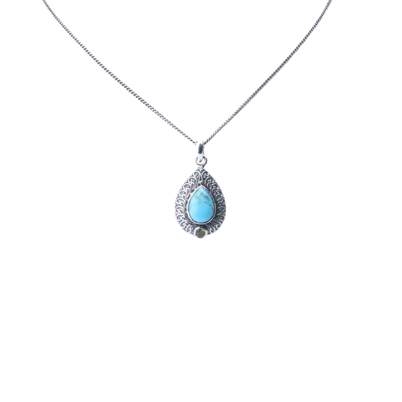 Zilveren hanger Turkoois met Citrien - 2