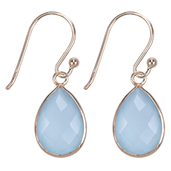 Zilveren oorbellen Aqua Chalcedoon Gold Plated