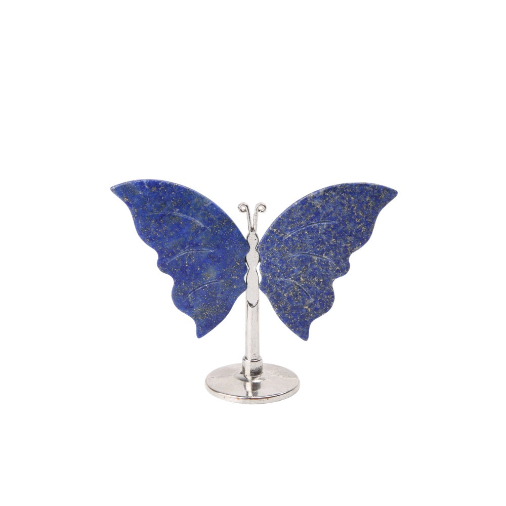 Vlinder Lapis Lazuli op standaard - zilver