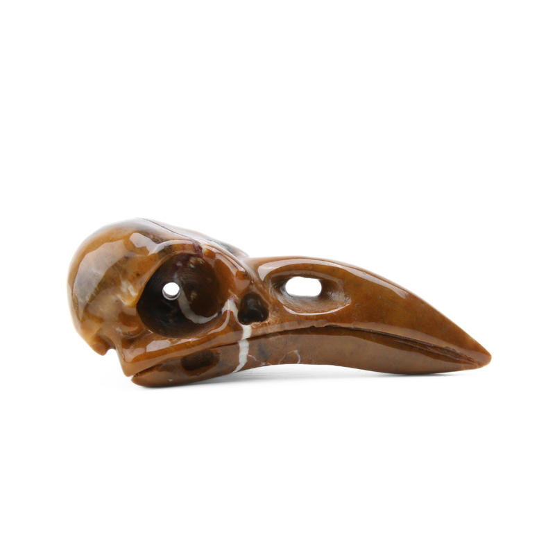 Chalcedoon Jaspis Raven Skull (groot) - 2