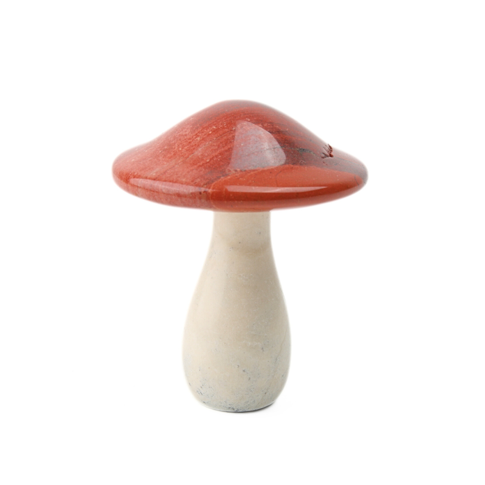 Jaspis Rood met Jade Ivory Paddenstoel - 5